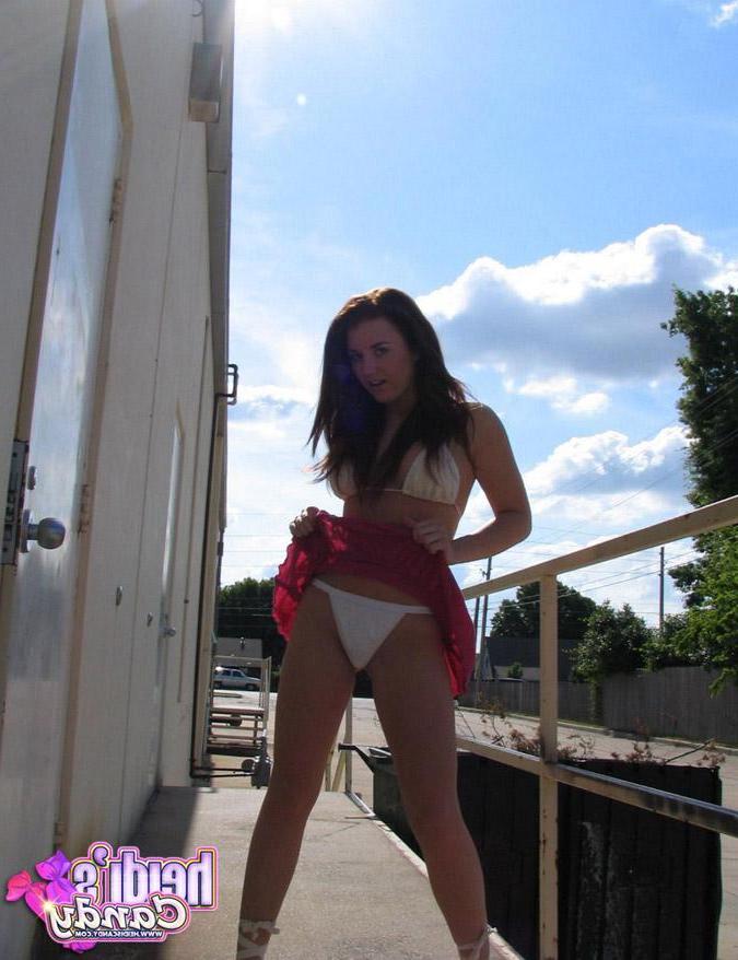 12P Heidi spreads her ass wearing only a tiny white thong!