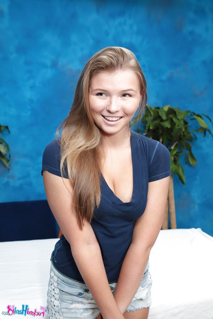 16P Teen Melissa is playing with her nice naked body on the table