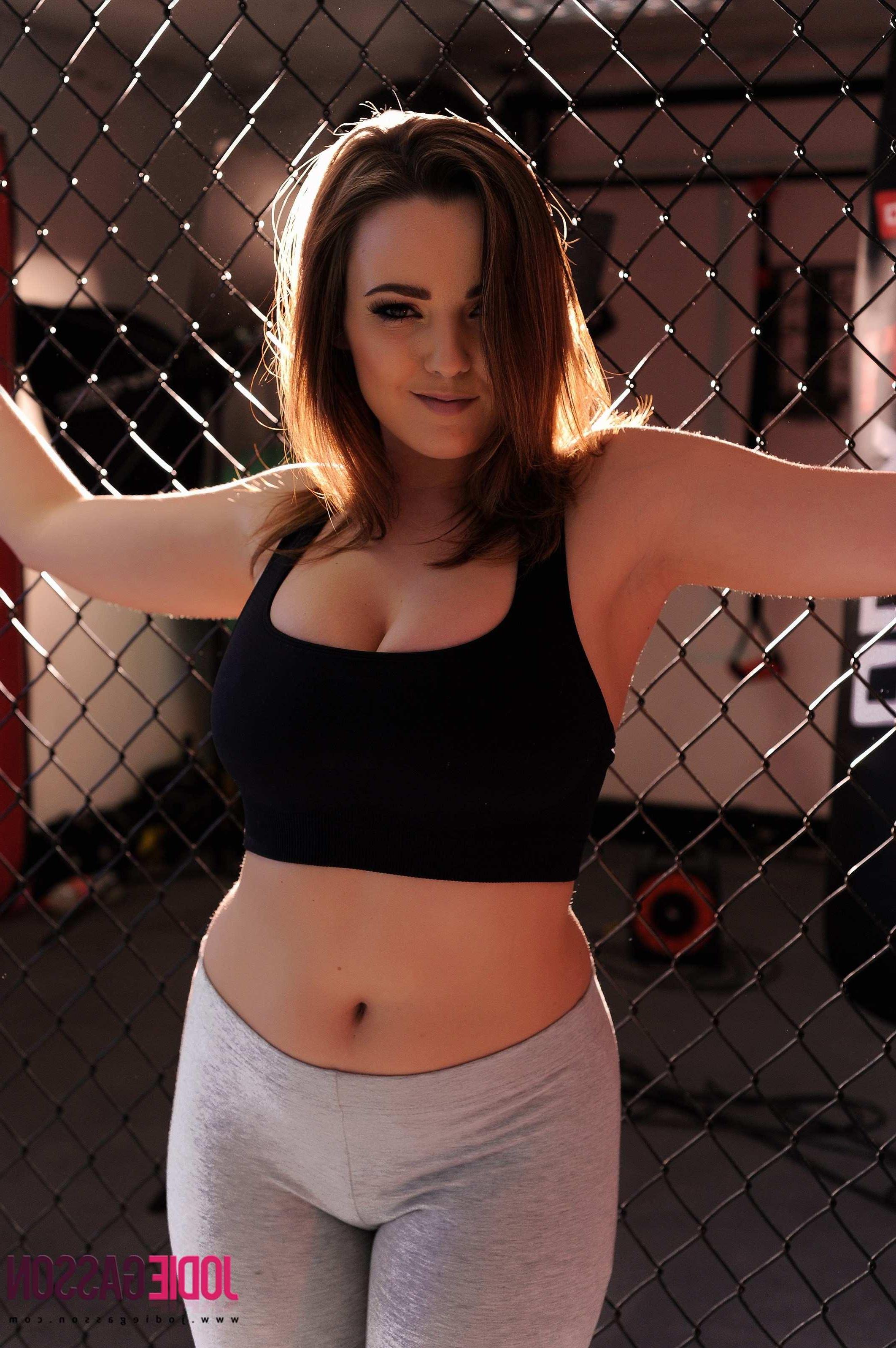16P Beautiful girl Jodie Gasson strips for you in the octagon