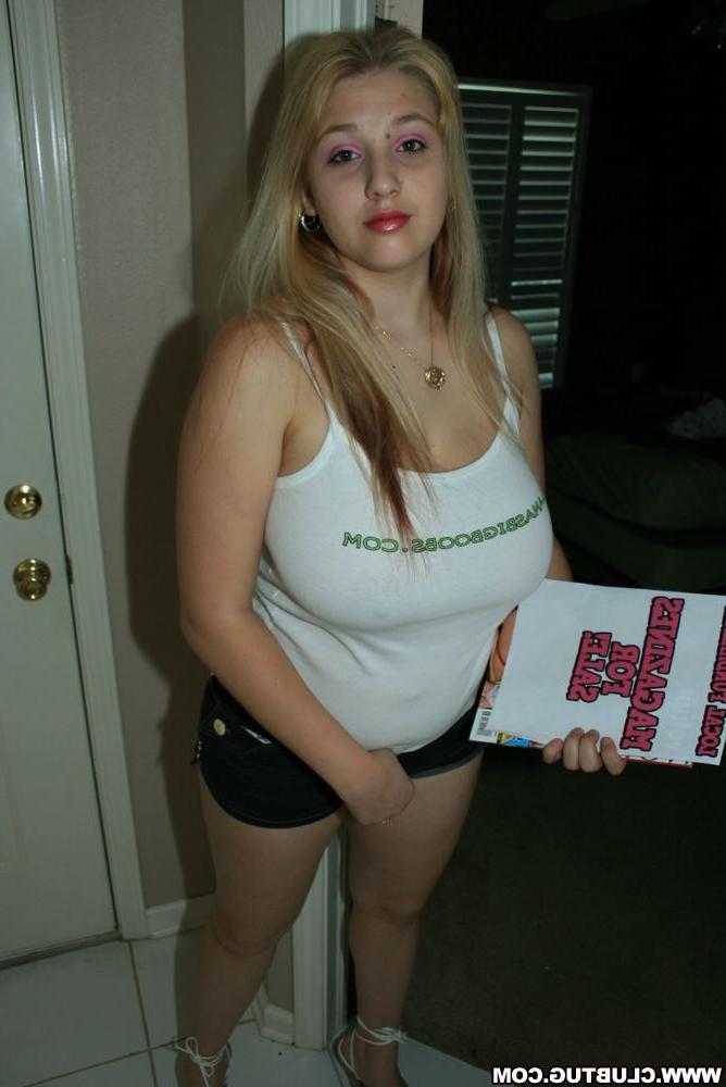 16P Filthy teenage blonde uncovering her massive jugs with hard nipples