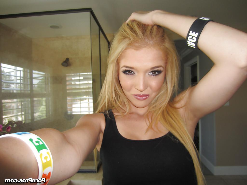 16P Foxy blonde with tiny tits Tiffany Fox stripping and spreading her legs