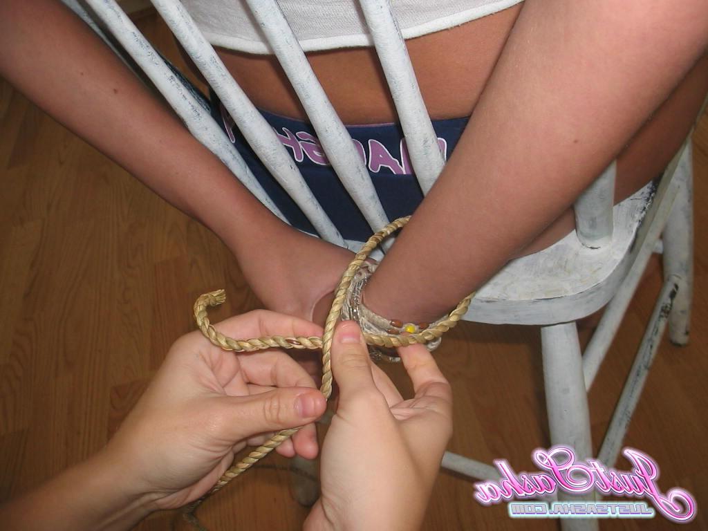 20P Pictures of teen Just Sasha all tied up for you