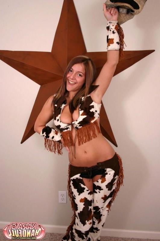15P Kara shows off her cowgirl tits!