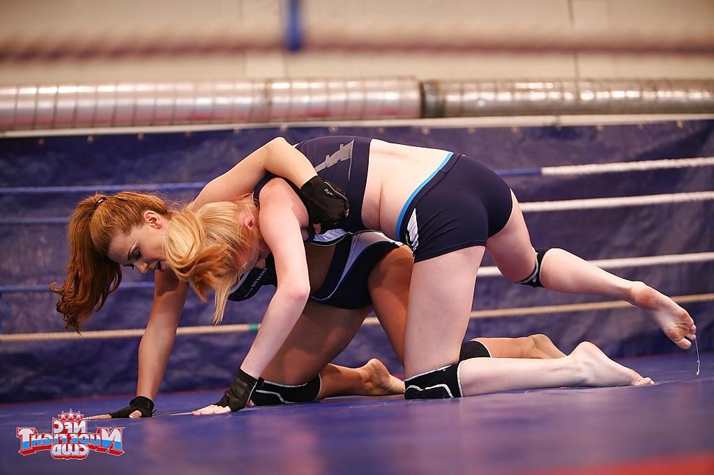16P Dirty-minded sporty chicks have a catfight for pussy lick