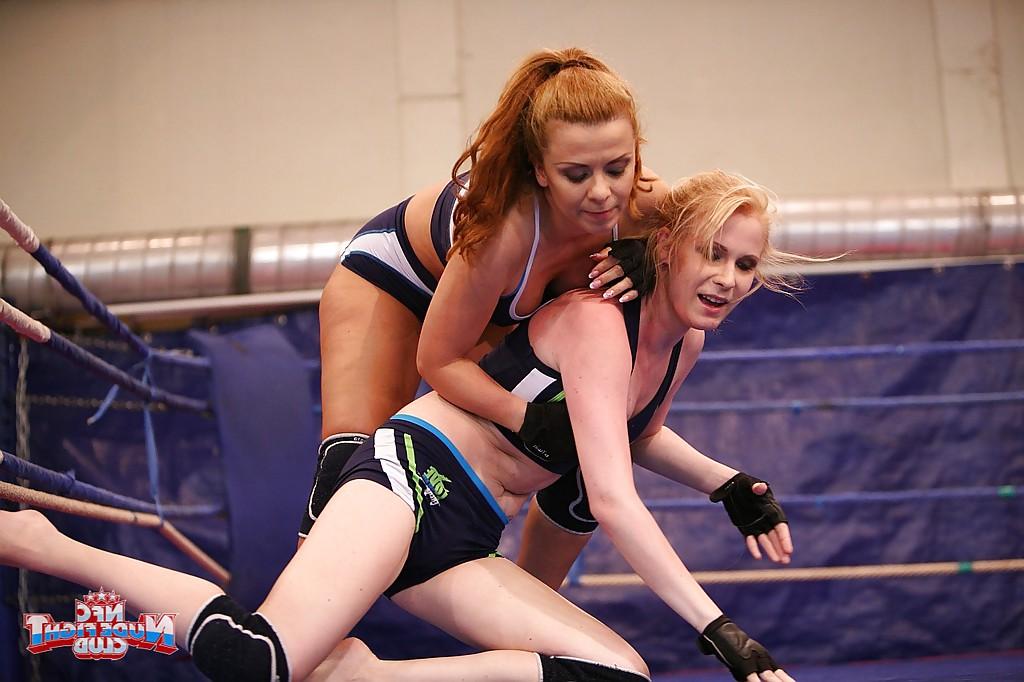 16P Dirty-minded sporty chicks have a catfight for pussy lick