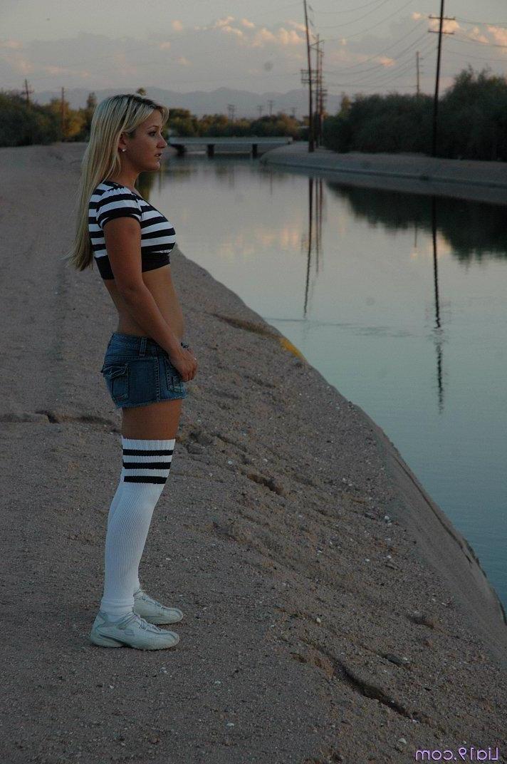 20P Pictures of Lia 19 in stripes, socks and pigtails