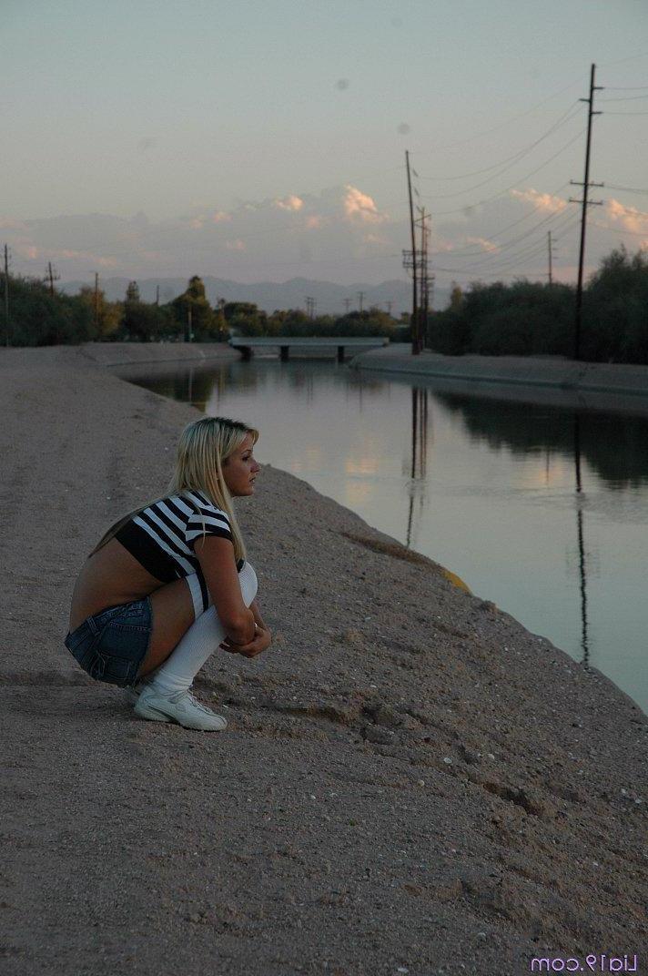20P Pictures of Lia 19 in stripes, socks and pigtails