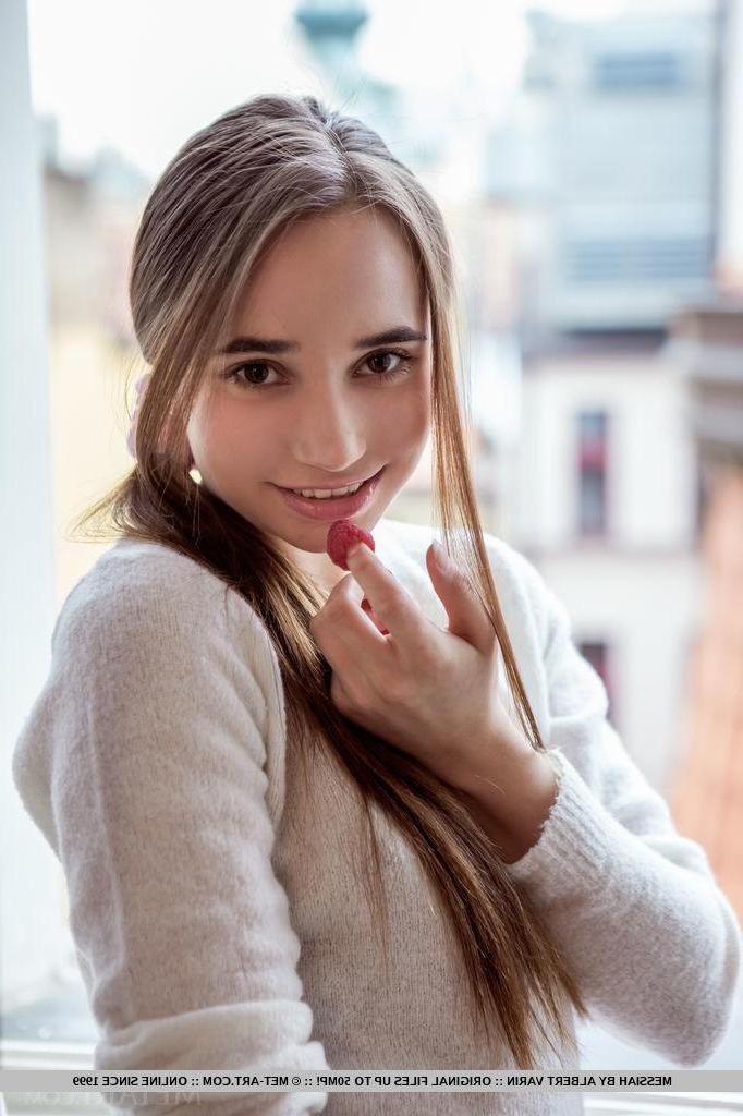 18P Brunette model Messiah gets naked for you in "Triany"