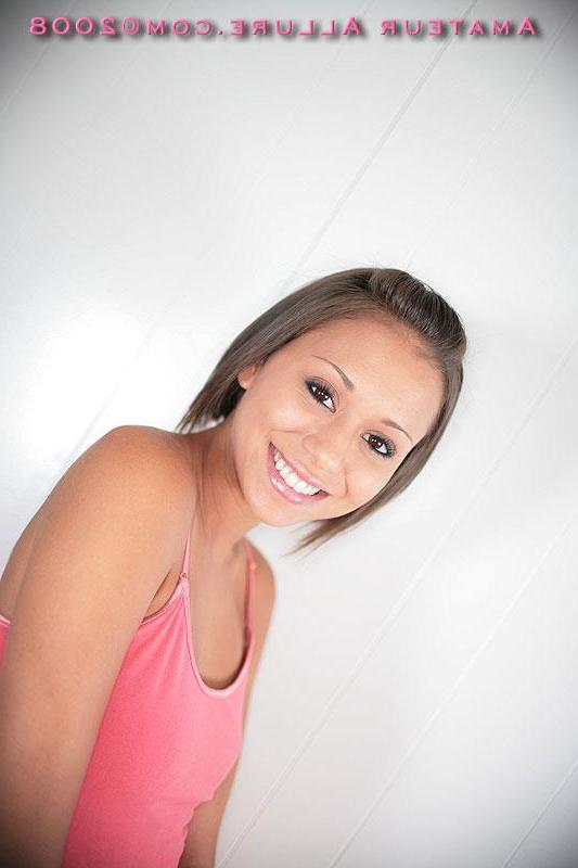 16P Petite tan teen spreads her pussy and blows cock