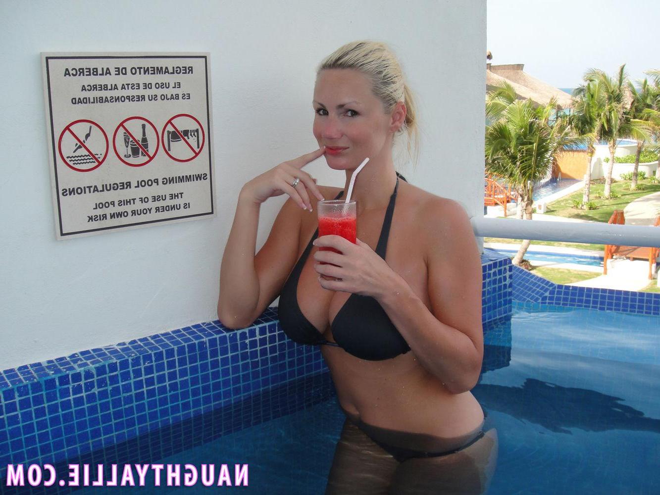 20P Naughty Allie gets fully nude at a public swimming pool