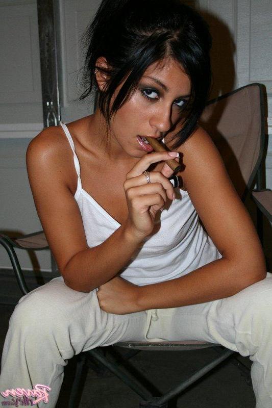 15P Pics of Raven Riley smoking a cigar and masturbating