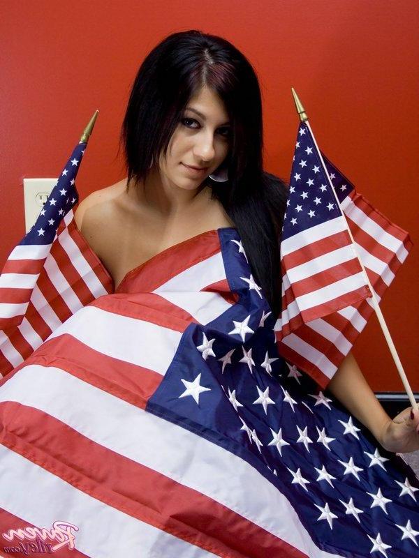 20P Pictures of Raven Riley wrapped up in American flags