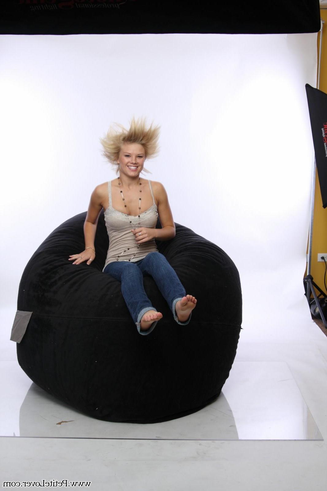 16P Petite blonde girl Tiffany teases on a bean bag