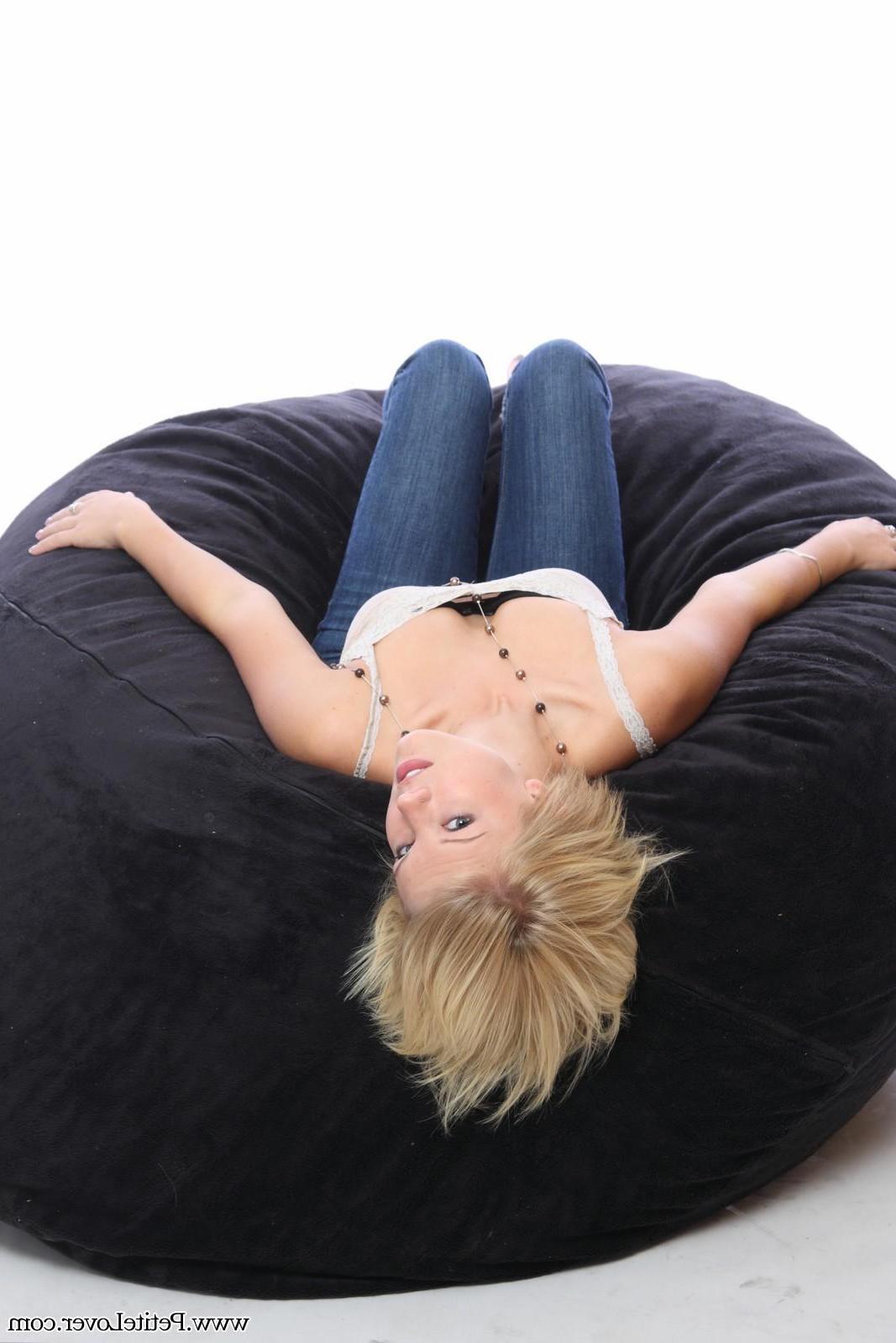 16P Petite blonde girl Tiffany teases on a bean bag
