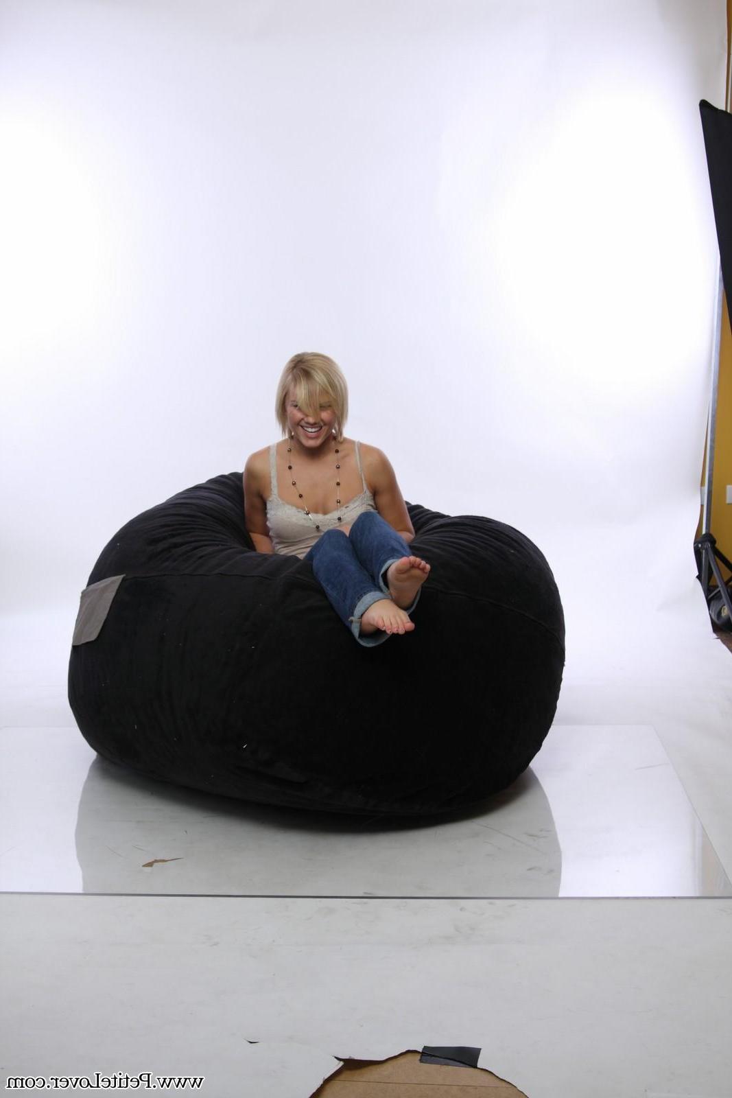 16P Petite blonde girl Tiffany teases on a bean bag