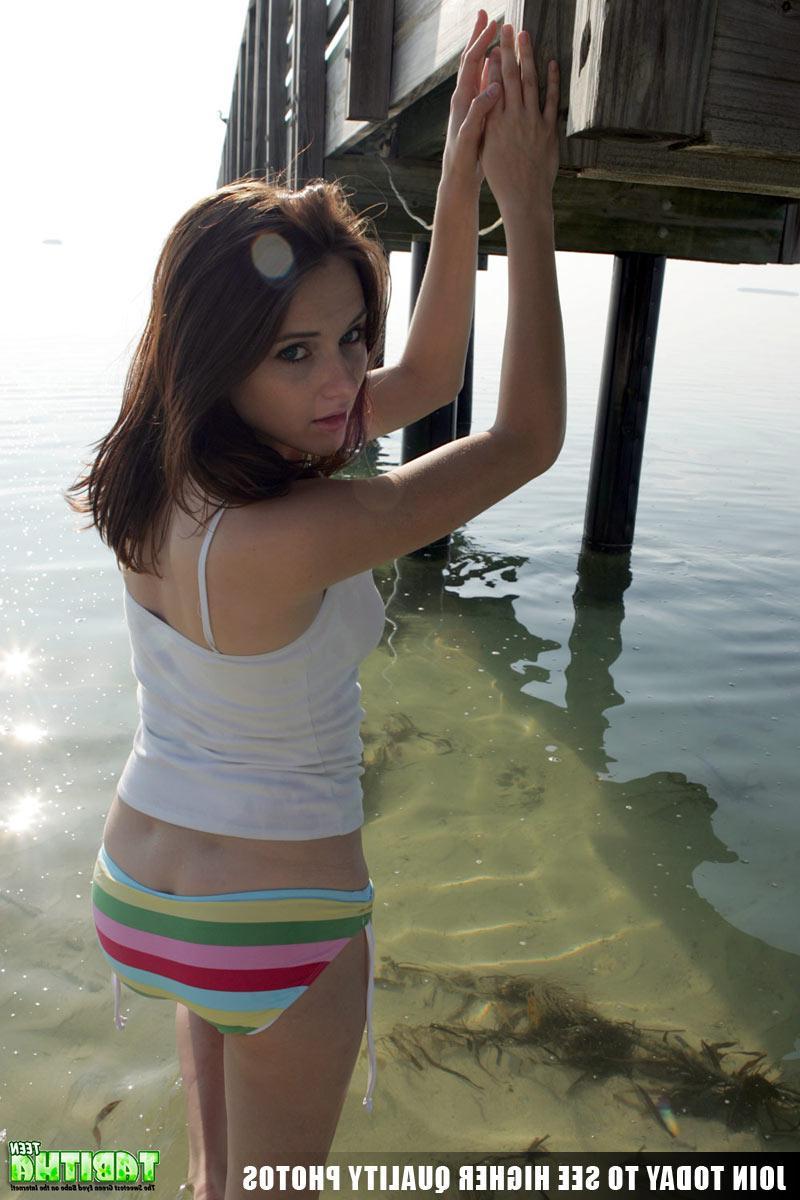 20P Pictures of Teen Tabitha exposing her teen tits outside