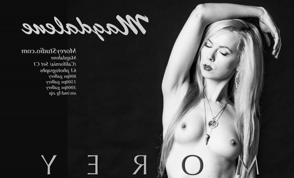 11P Blonde babe Magdalene shows off her tight body in black and white