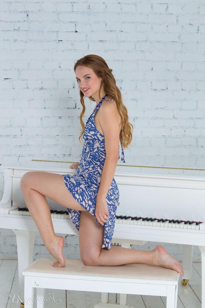 16P Pretty blonde teen Joan is ready for her lesson in "White Piano"