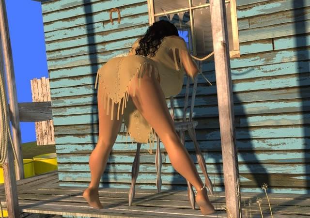12P Large breasted 3D American Indian hottie posing outdoors