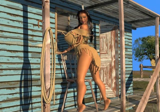 12P Large breasted 3D American Indian hottie posing outdoors