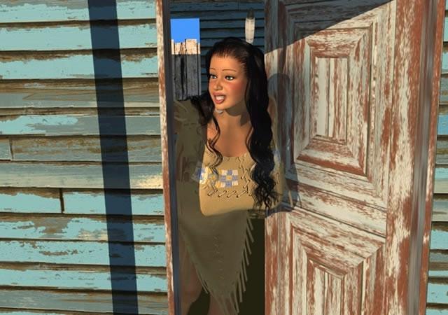 12P Big breasted 3D American Indian babe posing outdoors