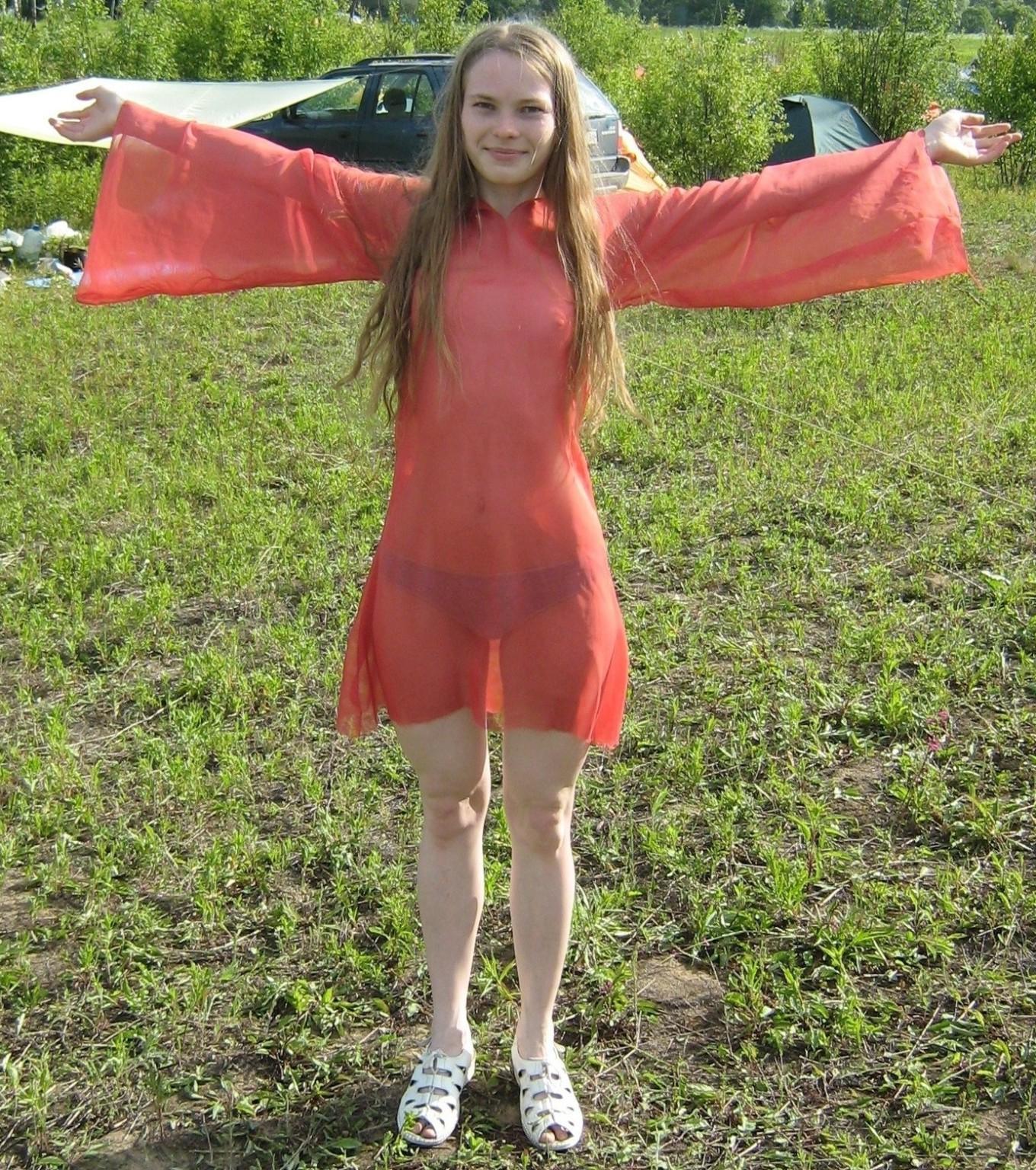 23P Seethru teen wet dresses yoga pants and see through