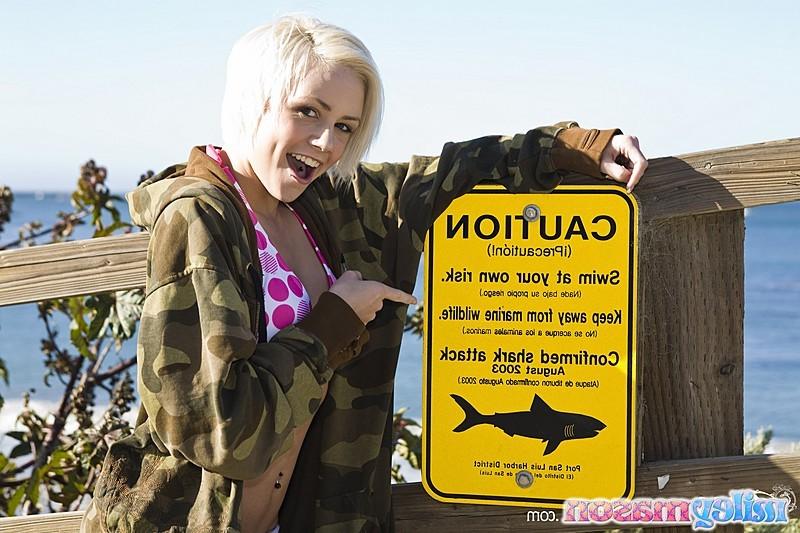 16P Tiny blonde bikini teen at the beach