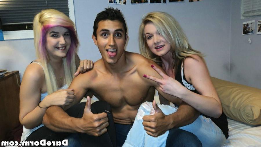 12P Drunk college girls seduce boyfriend for threesome