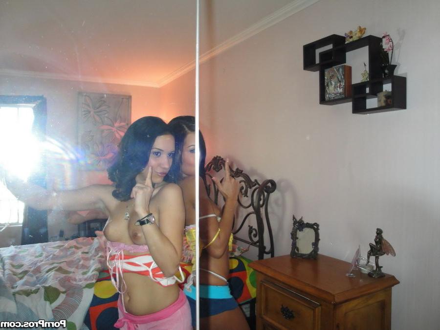 16P Two girls sharing guys cock in threesome