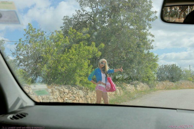 15P Blonde Hungarian sweet tits and pussy out hitchhiking