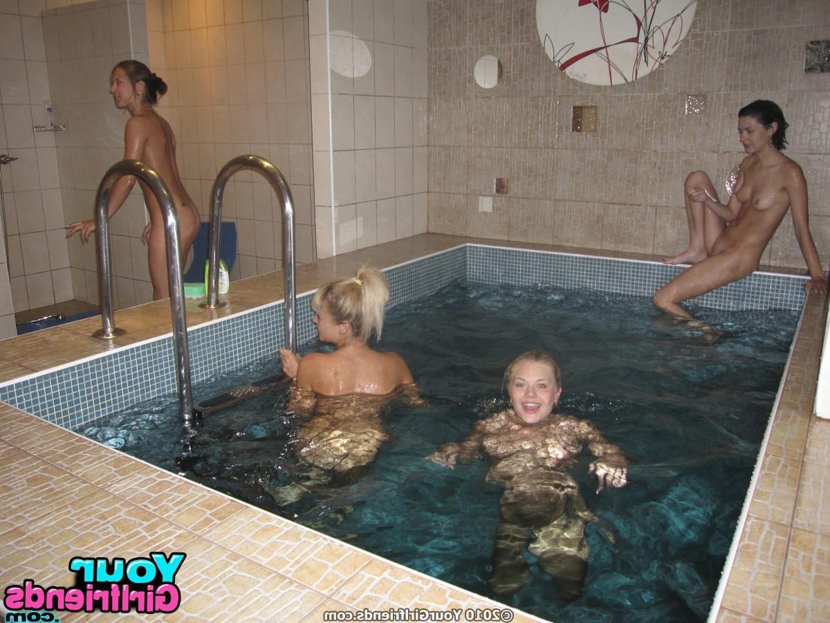 11P Bunch of hot girls go lesbian crazy at their spa day and fuck eachother