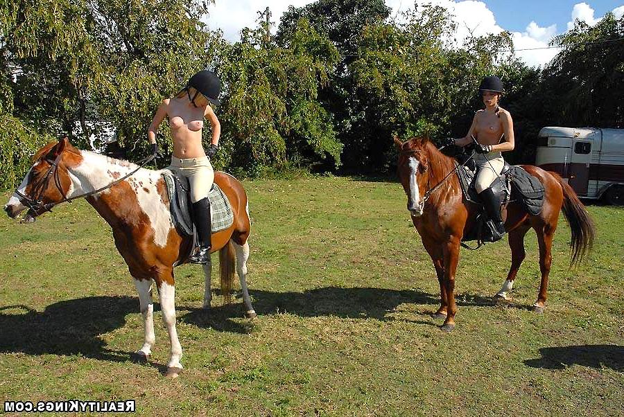 11P These super hot perky titty teens ride horseback naked then head back for the ba