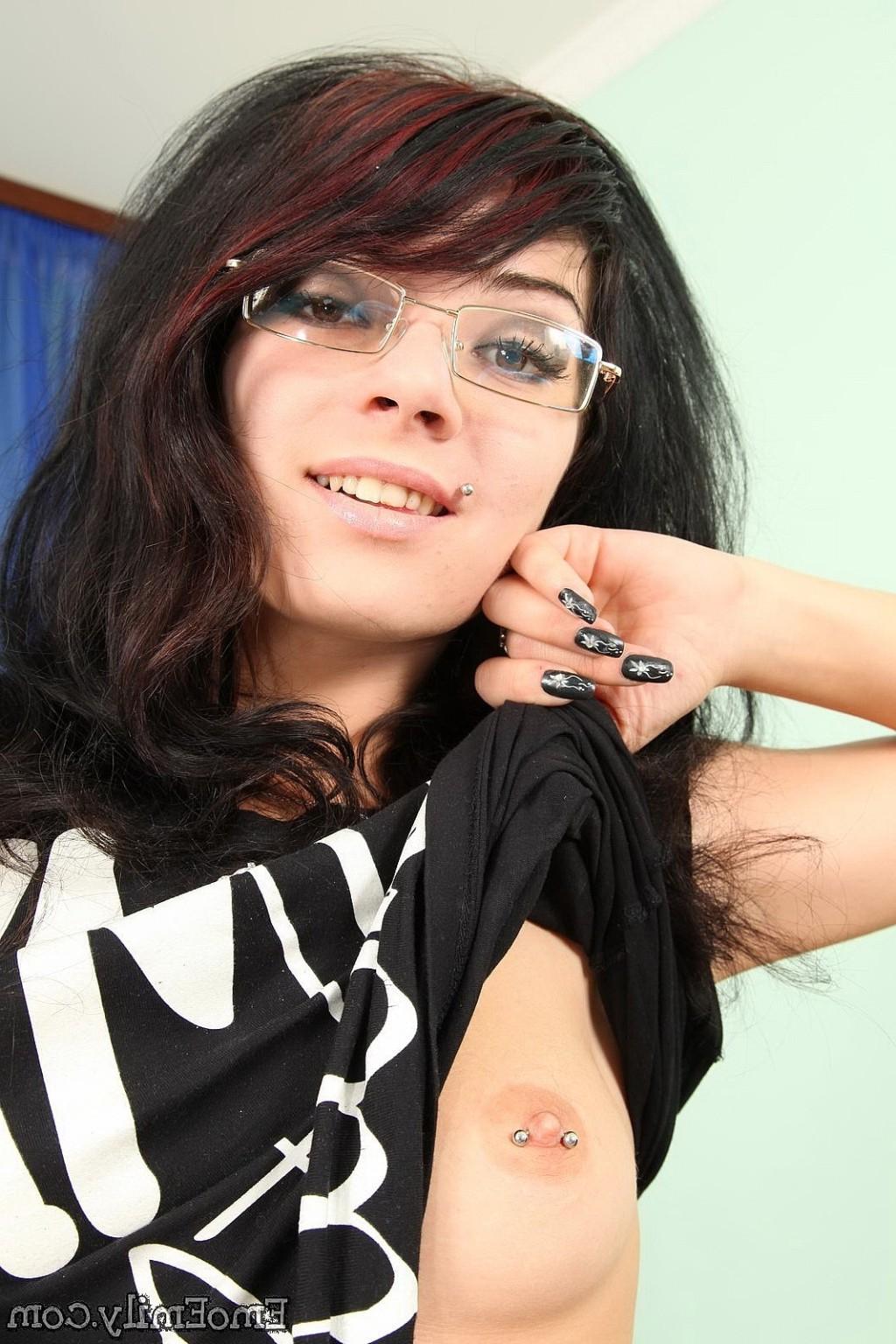 16P Naughty naked emo teen girl fucks dildo
