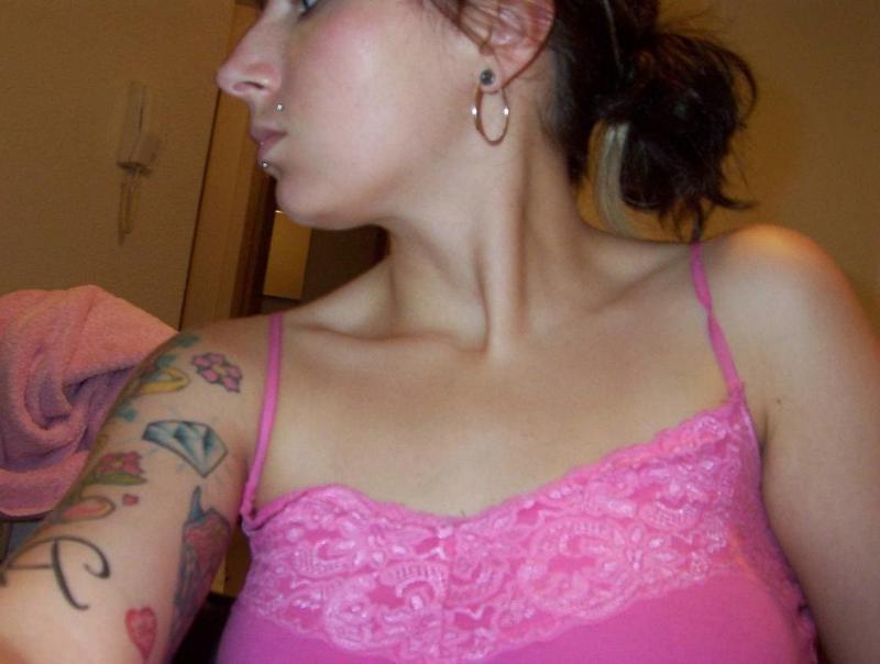 16P Tattooed emo chick playing with her pussy from Bad Ass Girlfrien