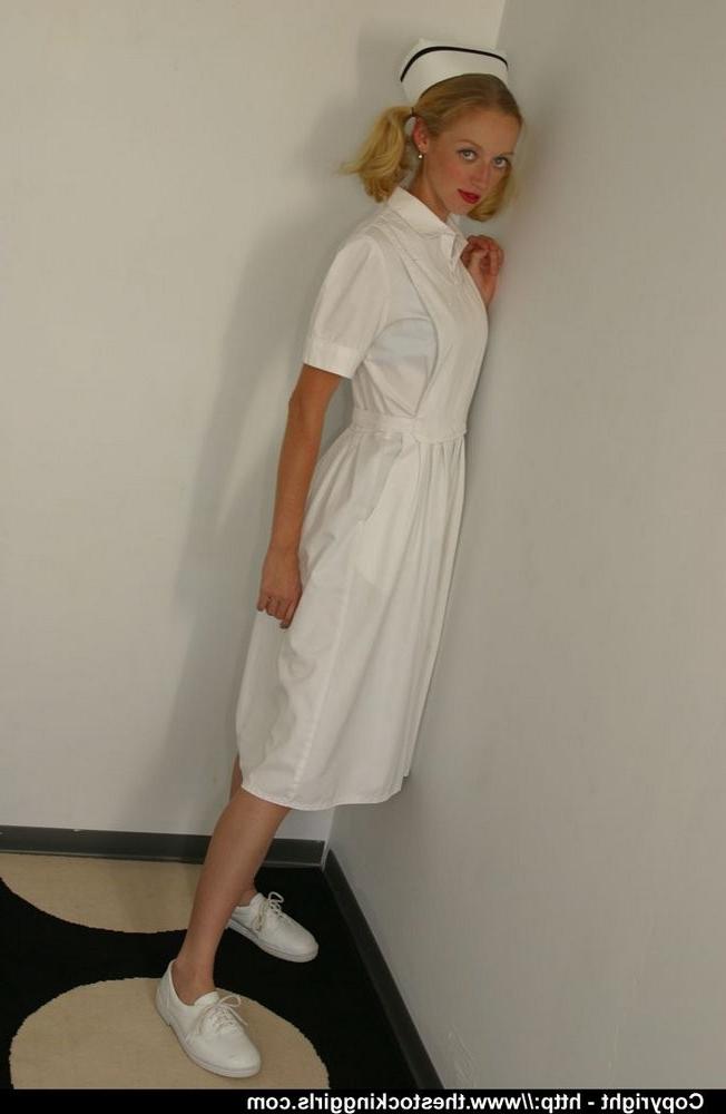 15P Nurse stripping down to stockings and see thru panties