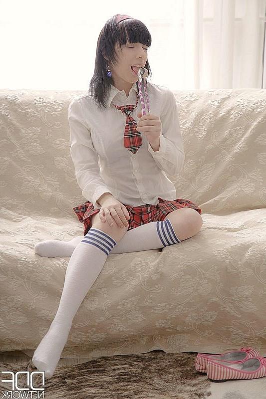 16P Serena busty black hair schoolgirl is stripped and double fucked by two guys