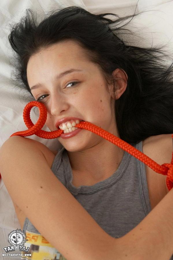 15P Gorgeous brunette teen with petite pussy