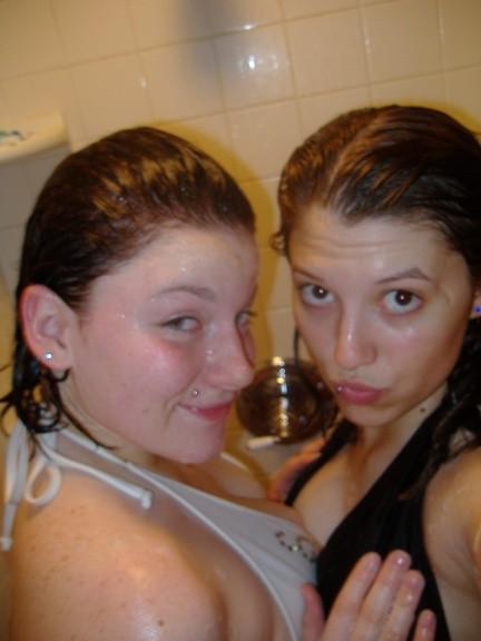 10P Two young chicks caught washing in the shower