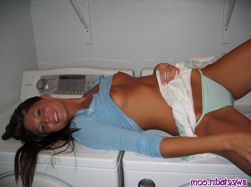 16P SweetAdri getting naked on the washer and dryer