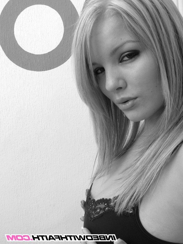 16P Check out Faiths massive 32G cup tits in this lovely black and white set