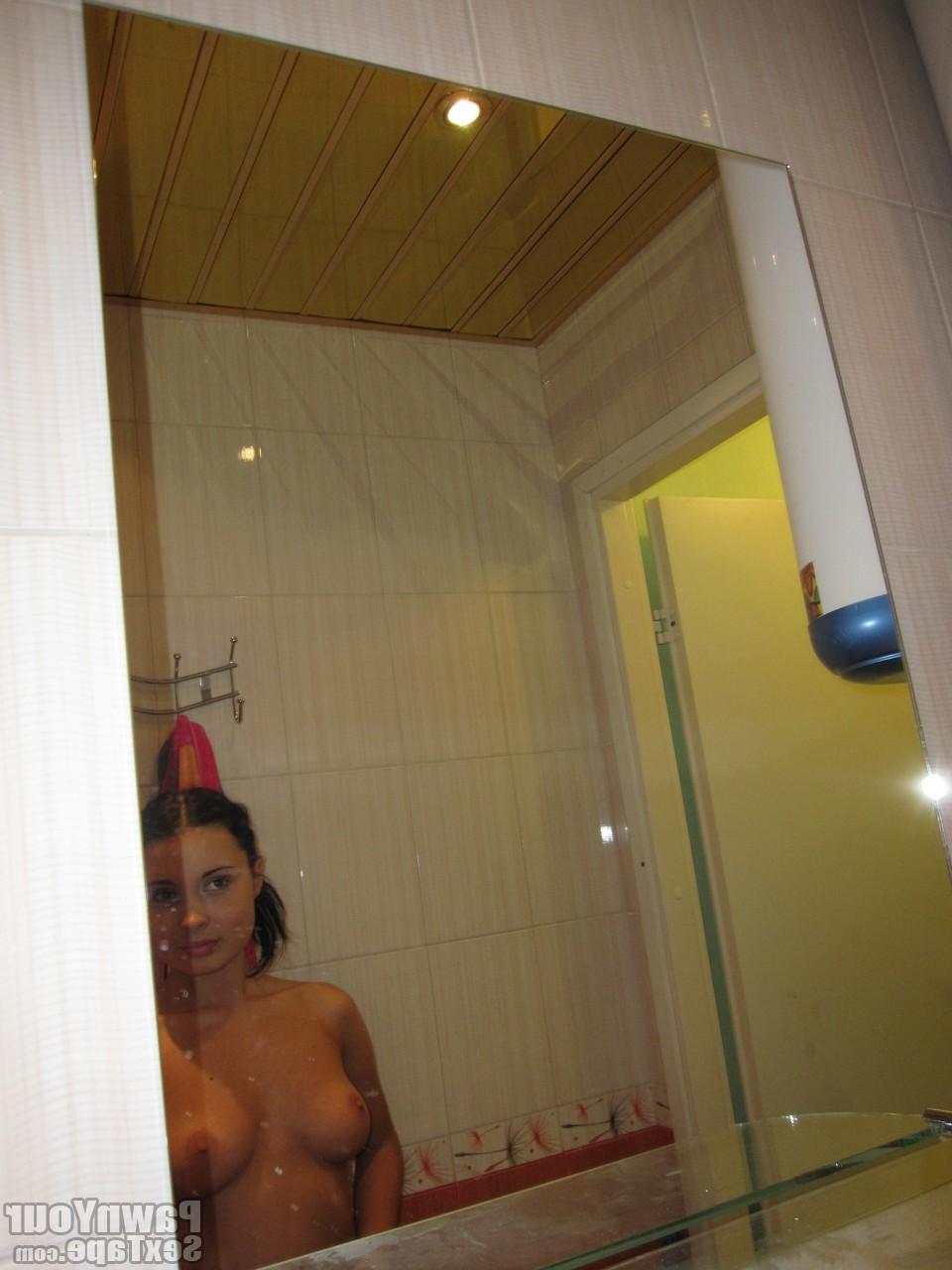 15P Teen girlfriend hits the shower and her twat