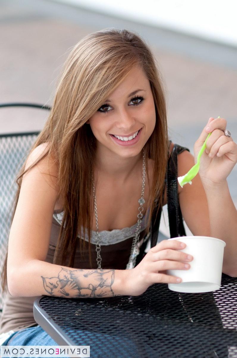 12P Devine One Riley Jensen isnt shy as she flashes her perky tits