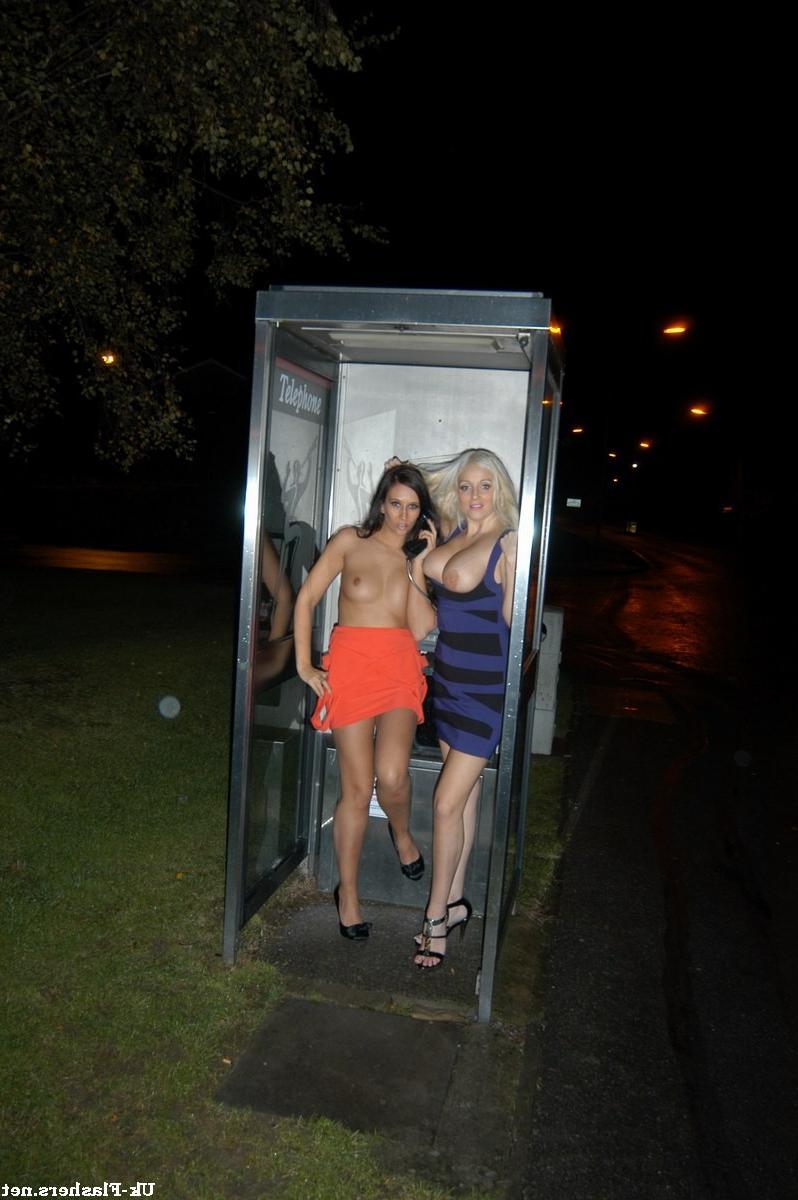 16P Busty flashers Gemma Maddock and Dolly Delight in UK. Two babes big tits flashin