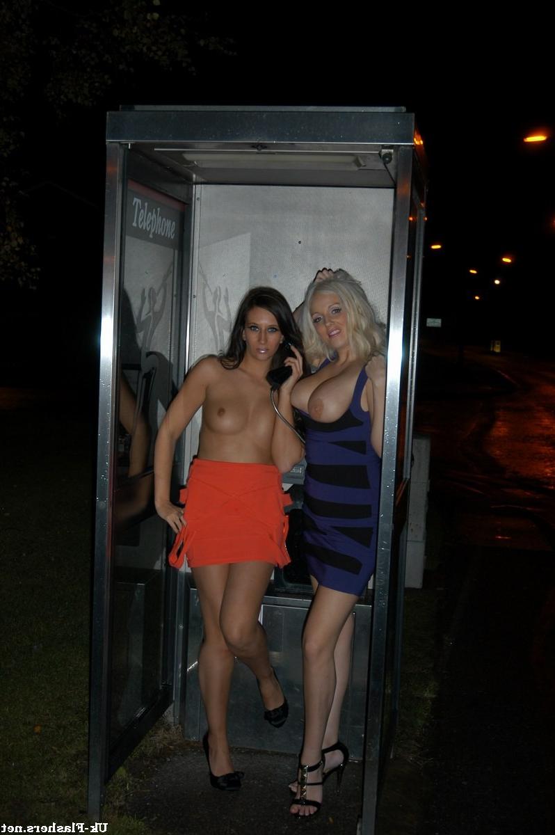 16P Busty flashers Gemma Maddock and Dolly Delight in UK. Two babes big tits flashin