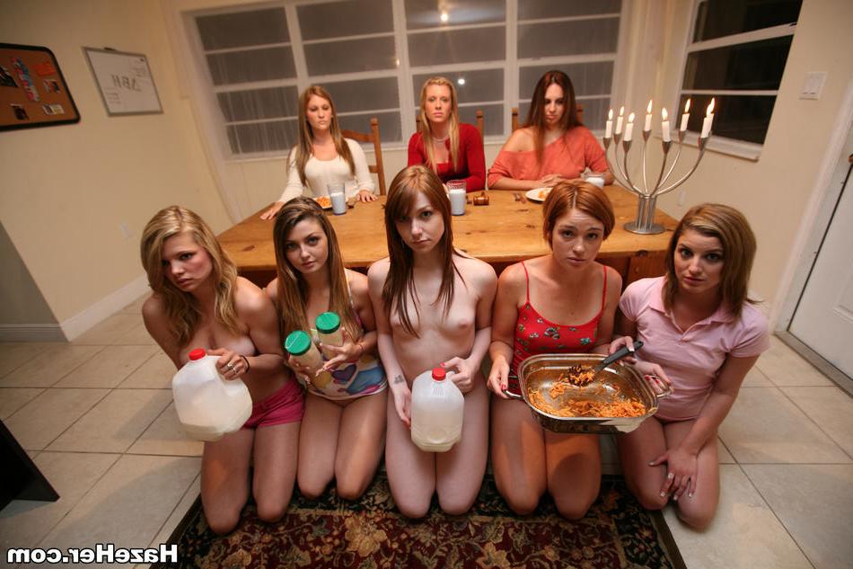 15P Nude teen pledges serve dinner to sorority sisters