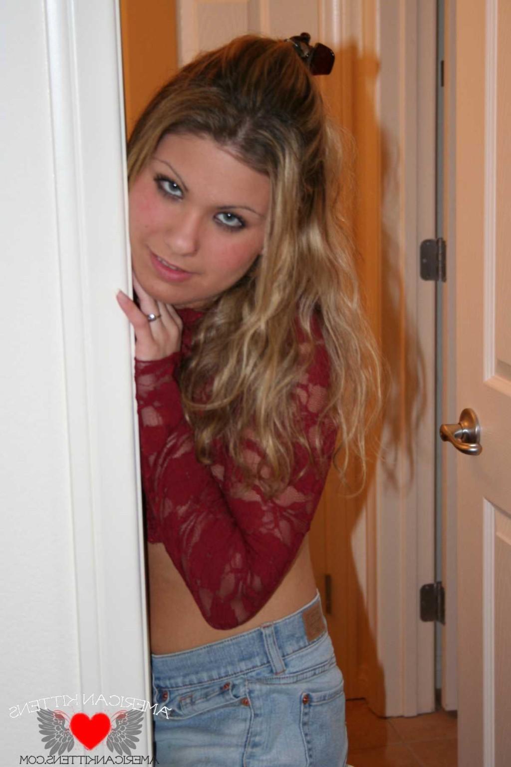 18P Aubery Adams jean mini skirt and showing off her hot tight teen body