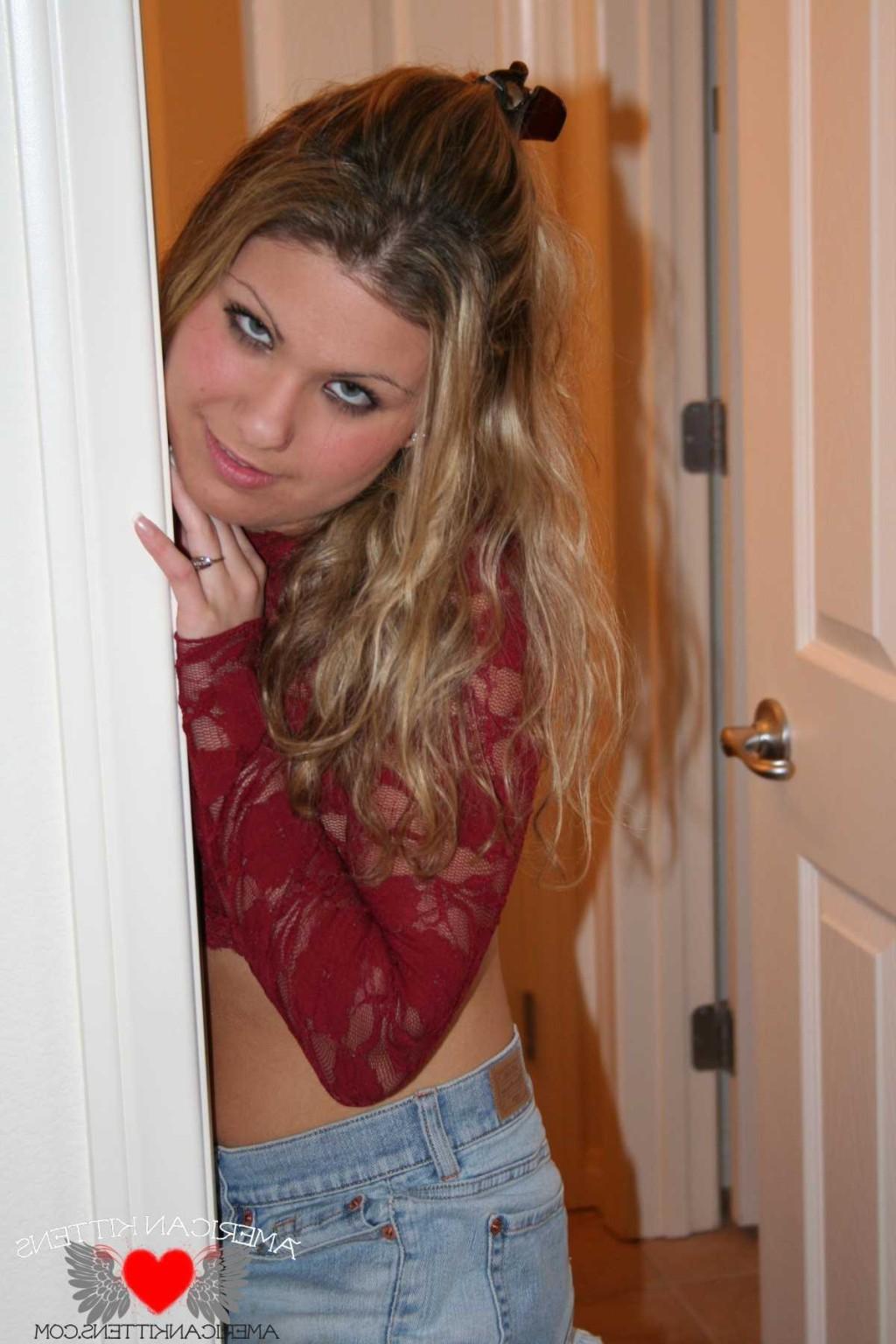18P Aubery Adams jean mini skirt and showing off her hot tight teen body