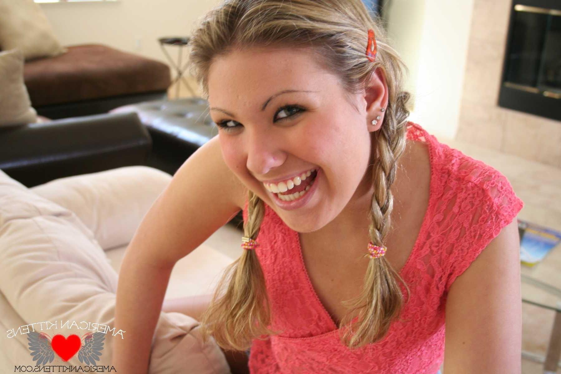 18P Aubrey Addams pussy peak she is a tease and here on the couch she gives us a lit