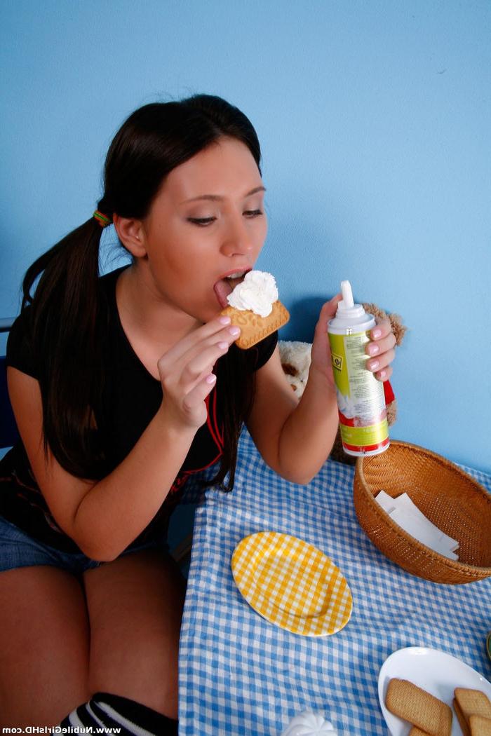 15P covered with cream this brunette coed licked and assfucked
