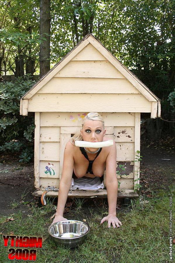 16P Blonde slut tied up like dog and fucked by black huge cock